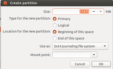 Create partition